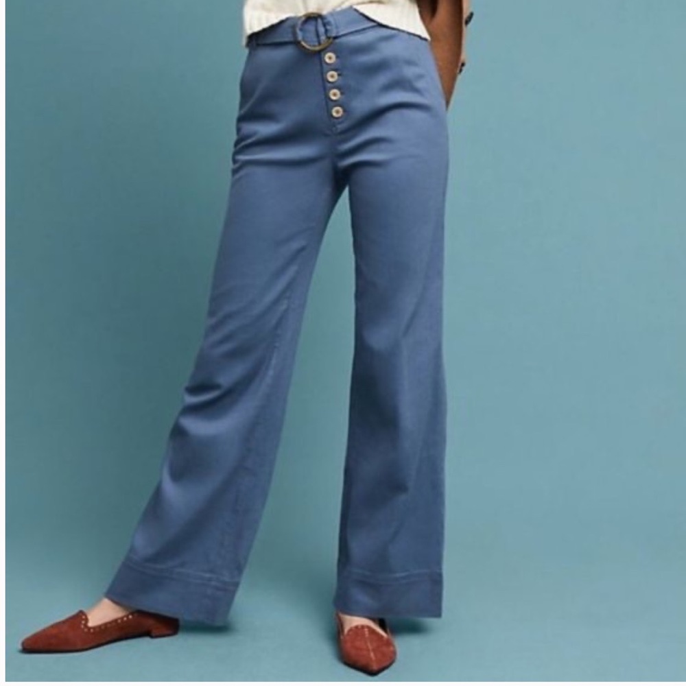 Anthropologie Cassidy Belted Trousers Pants